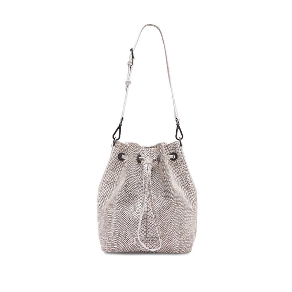 Liebeskind Berlin Loki Snake Embossed Bucket Bag in Egg White